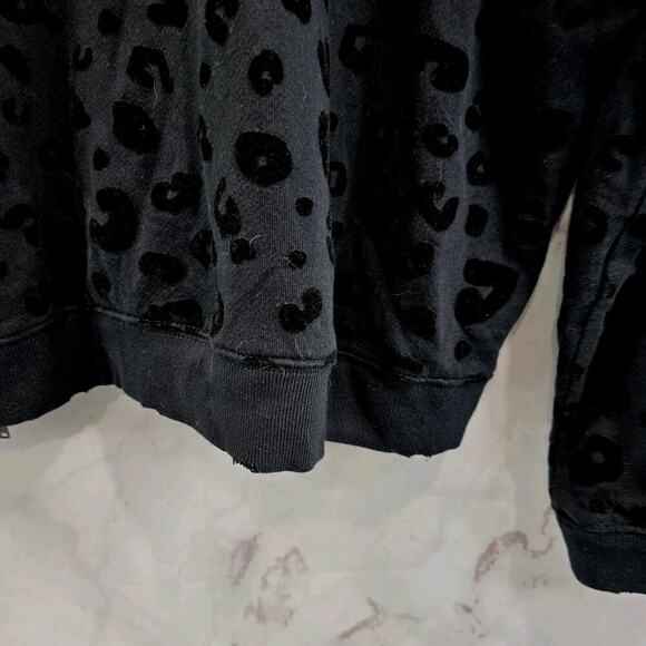 Rails Sweatshirt Women Large Black Leopard Cheetah Velvet Pullover Marlo Flocked - Picture 8 of 12